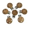Кліпса кругла дерев'яна з дірочками та металевою застібкою, 30 мм, Варіація: металева застібка, Колір: Головний