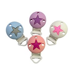 Кліпса кругла з зіркою силіконова, 55 мм, Варіація: пластикова застібка, Колір: Головний