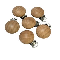 Кліпса кругла дерев'яна з металевою застібкою, 35 мм, Варіація: металева застібка, Колір: Головний