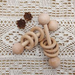 Деревянная заготовка с кольцами, под погремушку, прорезыватель, 13 см, Цвет: главный