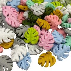 Лист монстера №3 бусина силиконовая, 23 мм, Цвет: главный