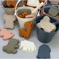 Набор силиконовый для песочницы: ведро, лопатка, пасочки, зверята, Вариация: зверята, Цвет: главный