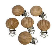 Кліпса кругла дерев'яна з металевою застібкою, 30 мм, Варіація: металева застібка, Колір: Головний