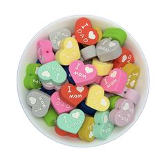 I love MOM&DAD серце намистина силіконова, 25 мм, Варіація: I love MOM&DAD, Колір: Головний