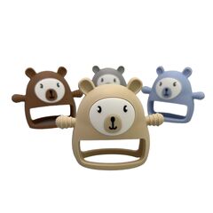 Ведмедик прорізувач силіконовий на ручку, 92 мм, Колір: Головний