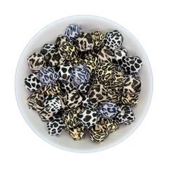 Гексагон плямистий намистина силіконова, 14 мм, Варіація: леопард, Колір: Головний