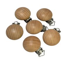 Кліпса кругла дерев'яна з металевою застібкою, 35 мм, Варіація: металева застібка, Колір: Головний