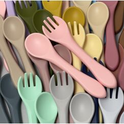 Прибори: ложка і виделка силіконові, 14 см, Колір: Головний
