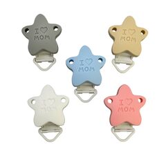 Кліпса I Love MOM силіконова, 58 мм, Варіація: пластикова застібка, Колір: Головний