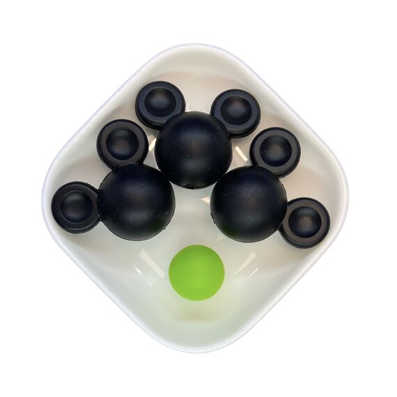 Міккі XL намистина силіконова, 32 мм, Колір: чорний