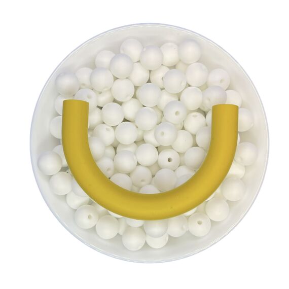 Дуга намистина силіконова, 80 мм, Колір: гірчичний