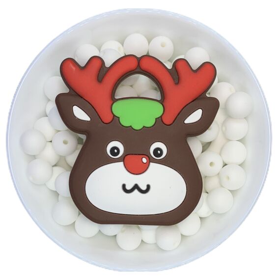 Олень с рожками грызунок силиконовый, 76 мм, Цвет: главный