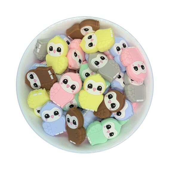 Сова совка намистина силіконова, 31 мм, Колір: Головний