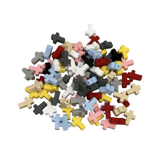 Хрестик оберіг намистина силіконова, 17 мм, Колір: Головний