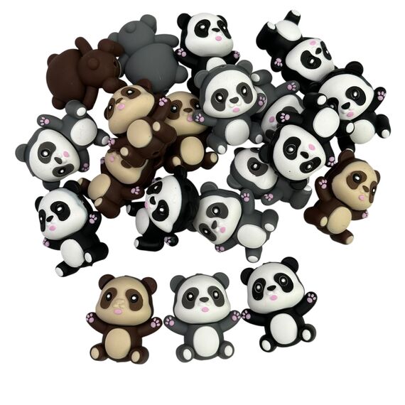Панда 3D об'ємна намистина силіконова, 28 мм, Колір: Головний