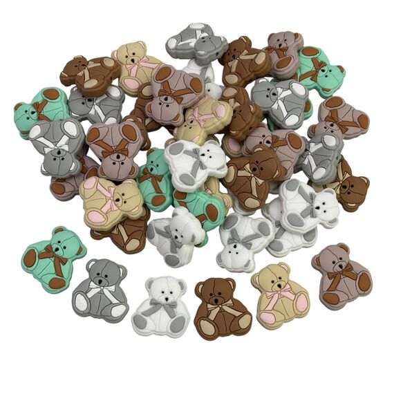 Ведмедик тедді намистина силіконова, 30 мм, Колір: Головний