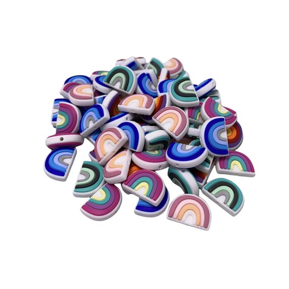 Радуга цветная бусина силиконовая, 25 мм, Цвет: главный