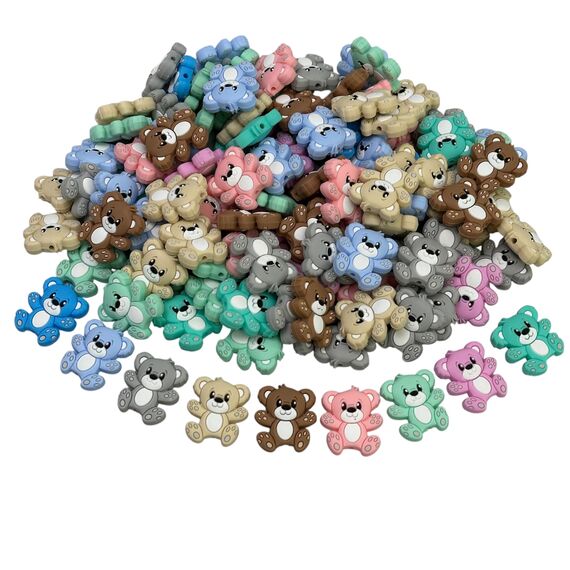 Ведмедик плюш намистина силіконова, 26 мм, Колір: Головний