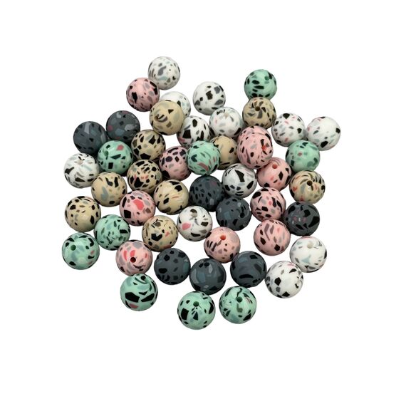 Сфера терраццо намистина силіконова, 15 мм, Колір: Головний