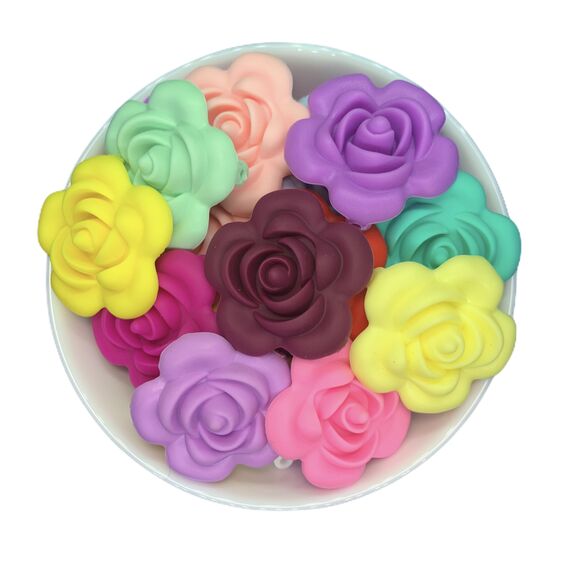 Роза большая бусина силиконовая, 40 мм, Цвет: главный