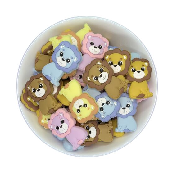 Лев бусина силиконовая, 34 мм, Цвет: главный