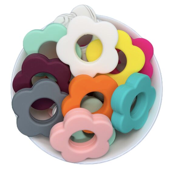 Кольцо цветок на держатель бусина силиконовая, 44 мм, Цвет: главный