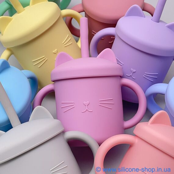 Поїльник котик силіконовий, 200 мл, Колір: Головний