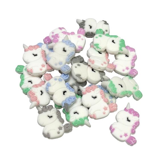 Единорог звездный бусина силиконовая, 35 мм, Цвет: главный