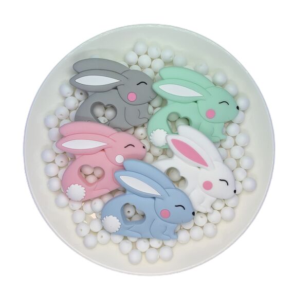 Зайка ушастик грызунок силиконовый, 77 мм, Цвет: главный