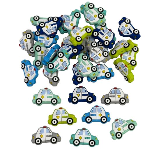 Машинка полицейская бусина силиконовая, 35 мм, Цвет: главный