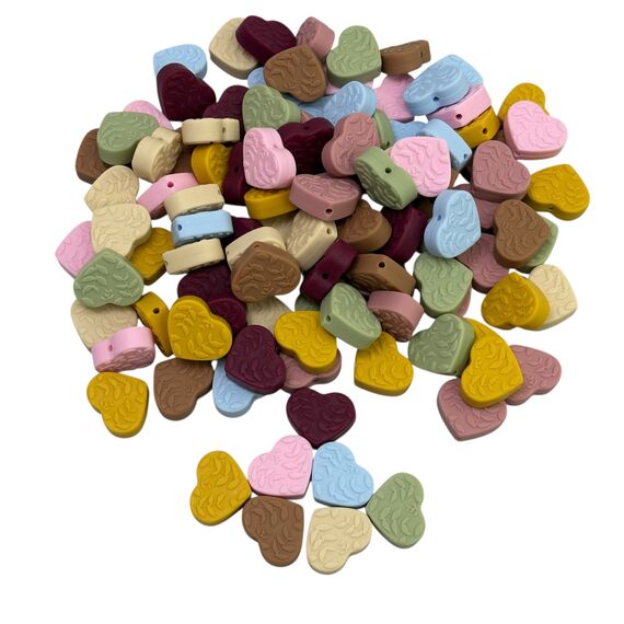 Серце листок з тисненням намистина силіконова, 25 мм, Колір: Головний