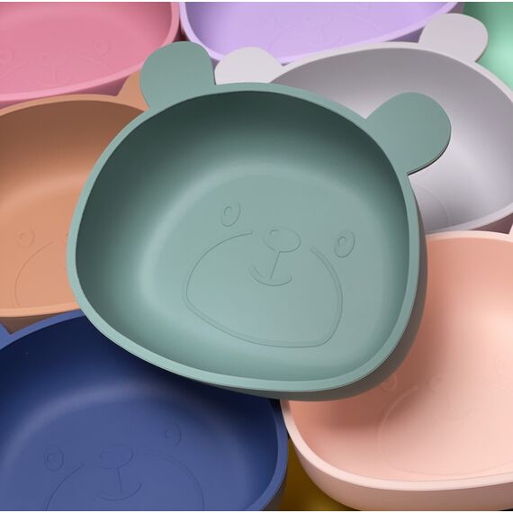 Глубокая тарелка мишка на присоске, 13 см, Цвет: главный