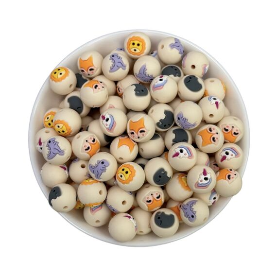 Сфера звірятко намистина силіконова, 15 мм