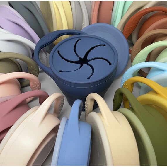 Снек-стакан складной с крышкой силиконовый, 300 мл, Цвет: главный