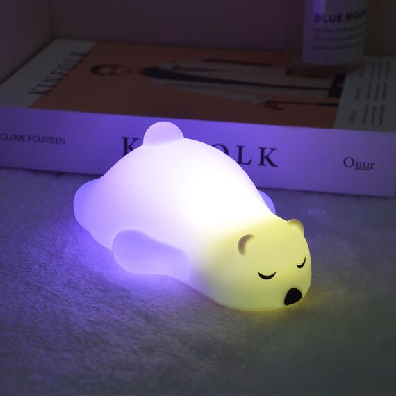 Нічничок двотонний для дитячої кімнати силіконовий, ведмедик, 15,8 см, Колір: Головний, зображення 3