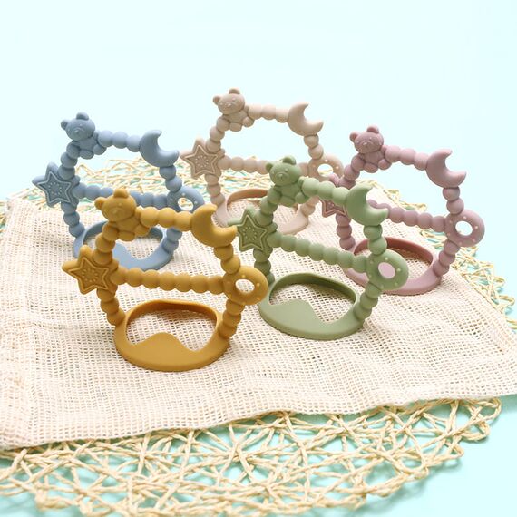 Звёздочка прорезыватель силиконовый на ручку, 11 см, Цвет: главный