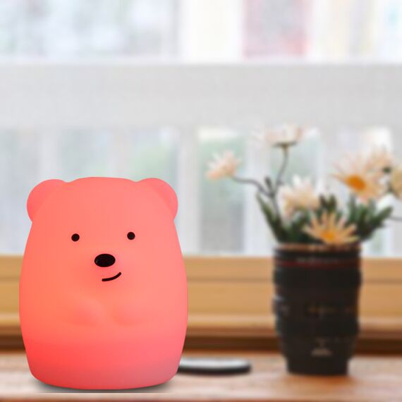 Нічничок для дитячої кімнати силіконовий, ведмедик М, 10,9 см, Колір: Головний, зображення 4
